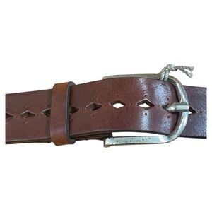 Fabio Corti Ferenze Made in Italy Genuine Leather Belt Silver Hardware Brown L